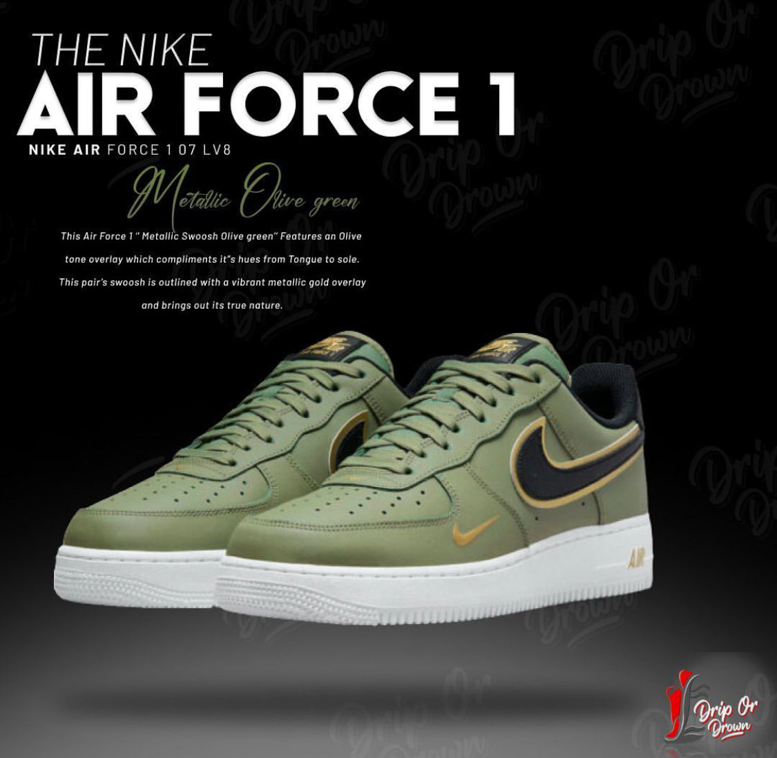 Nike Air Force 1 '07 Double Swoosh (olive Dark Green/ Tw