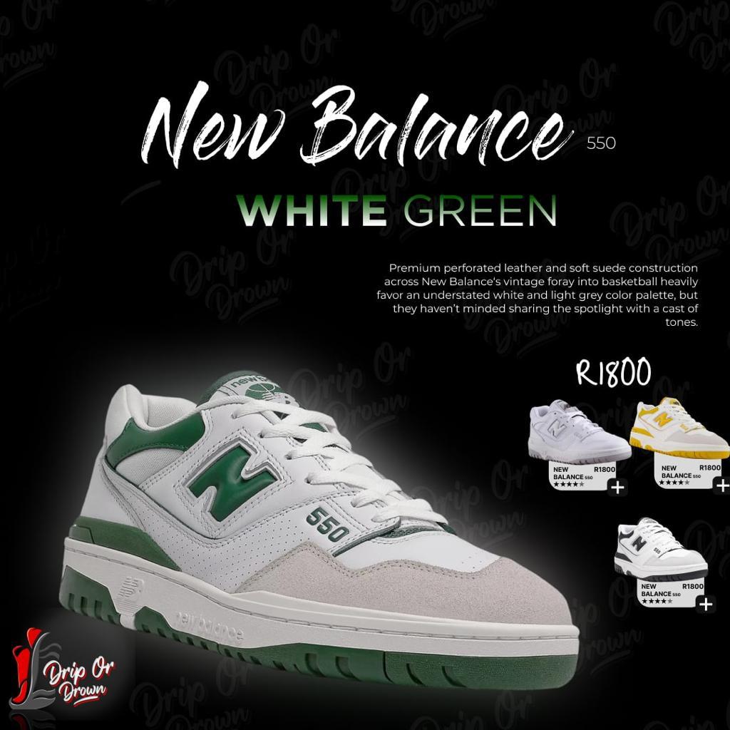 New Balance 550 sneakers in white and green